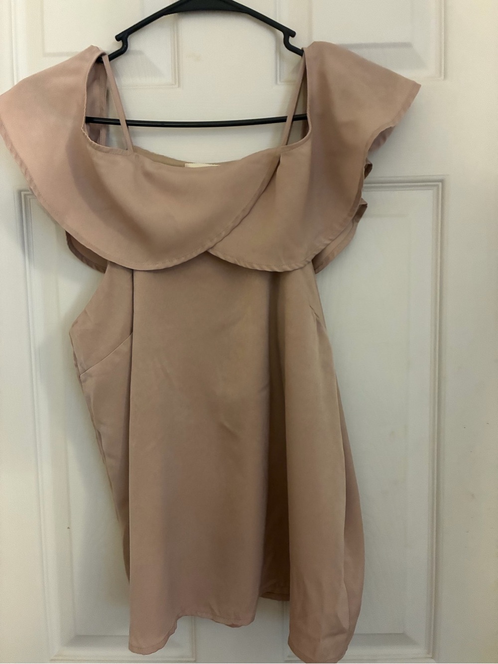 Monteau Blush Beige Off-Shoulder Mini Blouse